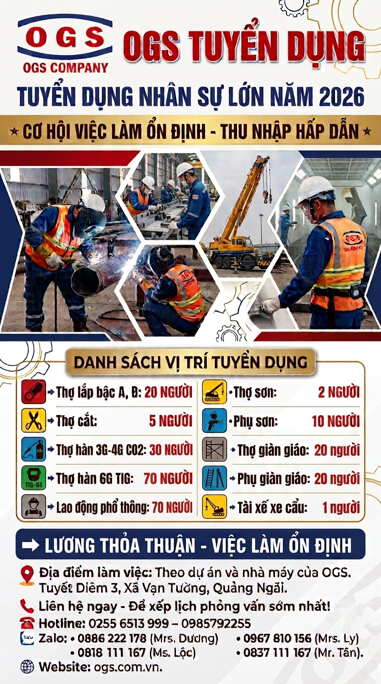 CÔNG TY TNHH MTV OGS TUYỂN DỤNG SỐ LƯỢNG LỚN